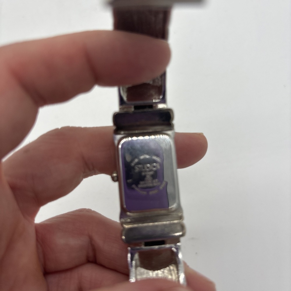 Unique Studio Time Silver Tone w/ Rhinestones Women's Quartz Cuff Wrist Watch - Picture 6 of 8